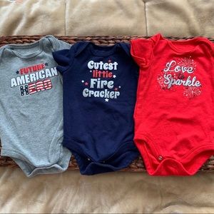 Set of three Fourth of July onesies